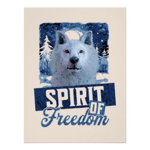 Póster Lobo Ártico Espíritu de Libertad Diseño de Vida Si