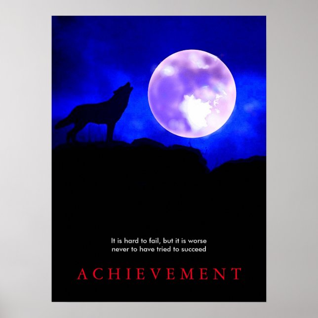 Póster Lobo azul motivacional de Howf en Moon Poster (Frente)