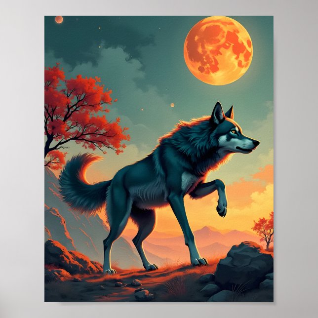 Póster Lobo bajo una luna de sangre (Frente)