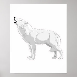 Póster lobo blanco chillón