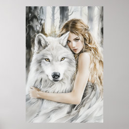 Póster Lobo blanco y Chica