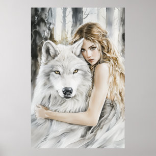 Póster Lobo blanco y Chica