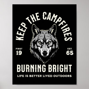 Póster Lobo Camping Senderismo Exteriores Sendero Caminat
