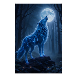 Póster Lobo celeste luminoso