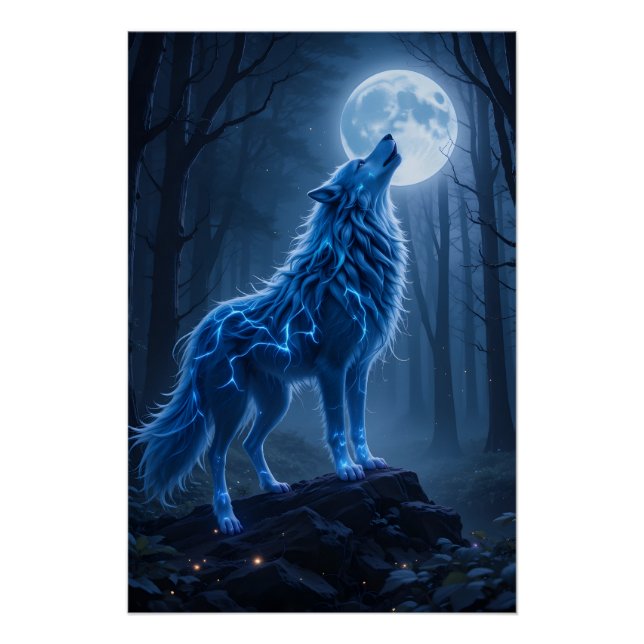 Póster Lobo celeste luminoso (Anverso)