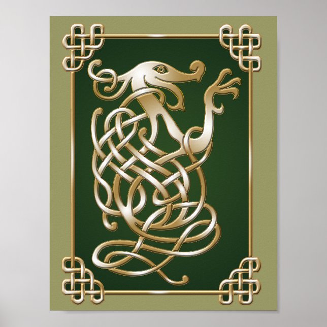 Póster Lobo Celta - Fondo Verde (Frente)