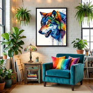 Póster Lobo Colorido 