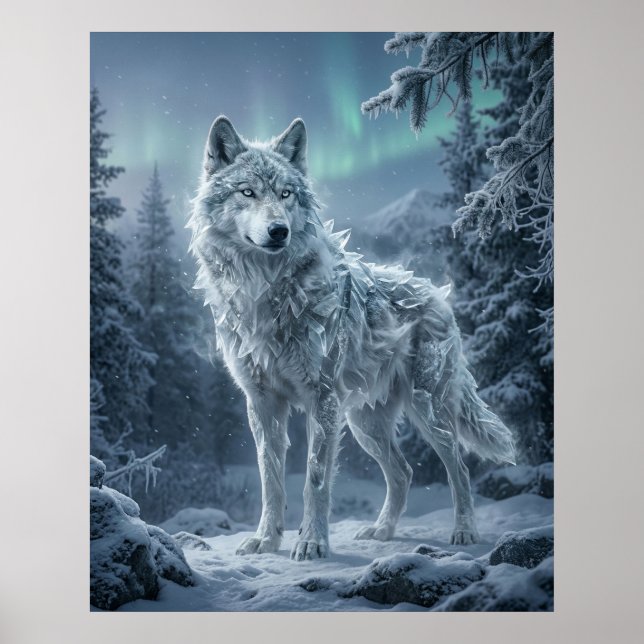 Póster Lobo de Hielo Salvaje Boreal Congelado (Frente)