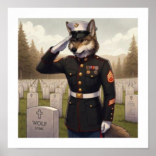 Póster Lobo de la Marina saludando (Frente)