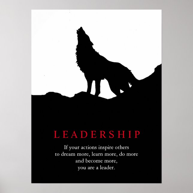 Poster Lobo de Liderazgo Motivador del Arte Pop (Frente)