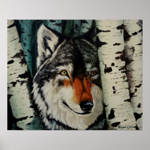 Póster "Lobo de madera"