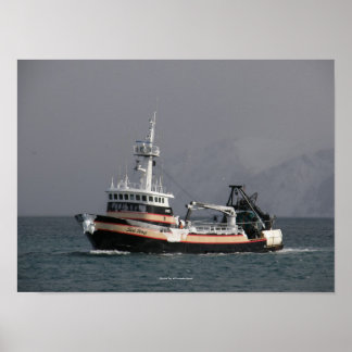 Póster Lobo de mar, arrastrero pesquero en puerto holandé