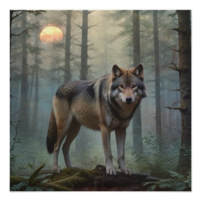 Póster Lobo en el bosque (Anverso)