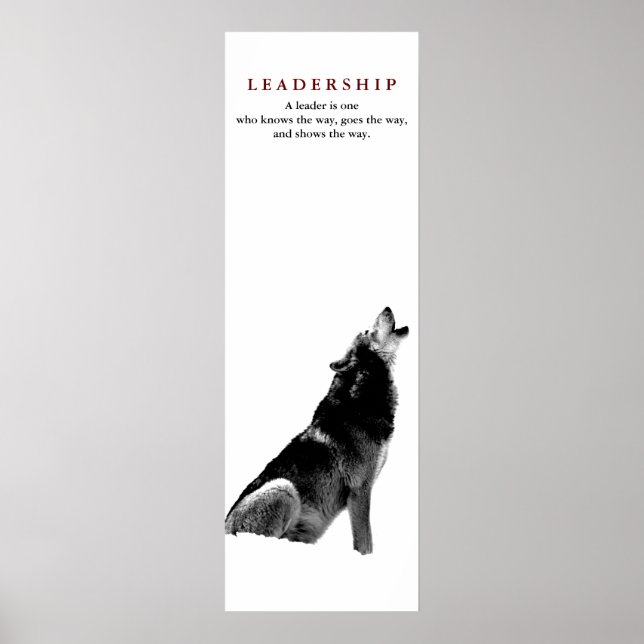 Póster Lobo en la cita del liderazgo motivador blanco neg (Frente)