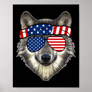 Póster Lobo Estadounidense De Sol 4 De Julio Impresionant
