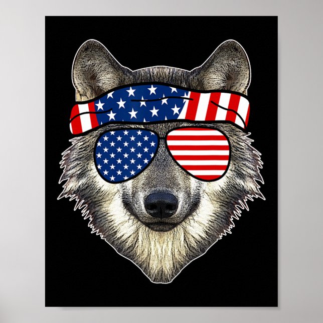 Póster Lobo Estadounidense De Sol 4 De Julio Impresionant (Frente)