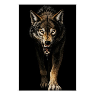 Póster Lobo Fiero – Depredador Lobo Salvaje Enfadado