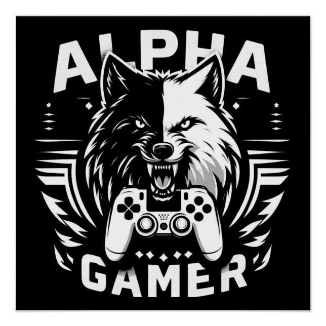 Póster Lobo Gamer Alfa Yin Yang (Anverso)