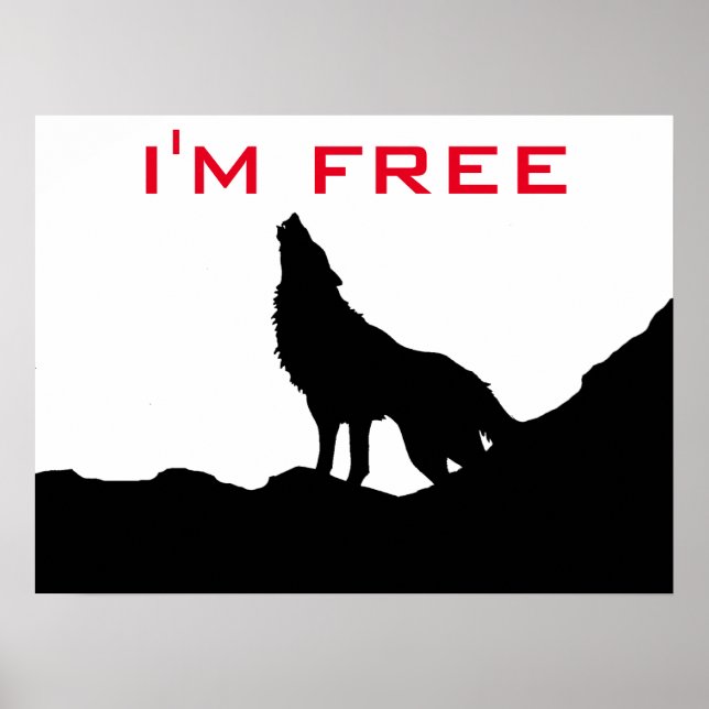 Póster Lobo Libertad Motivadora Negro y Blanco (Frente)