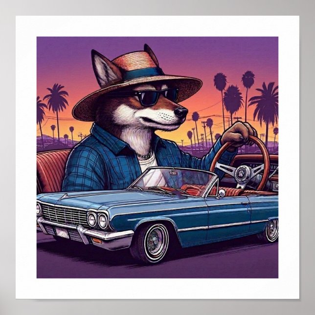 Póster Lobo Lowrider Wolfy (Frente)