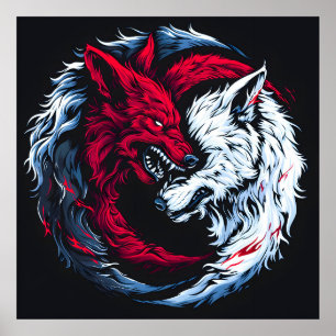 Póster Lobo lunar dual