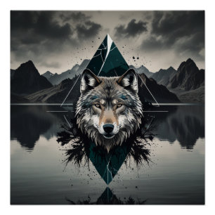 Póster Lobo mágico y salvaje