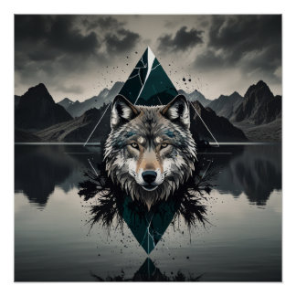 Póster Lobo mágico y salvaje