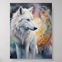 Póster Lobo Misterioso en la Magia de los Colores