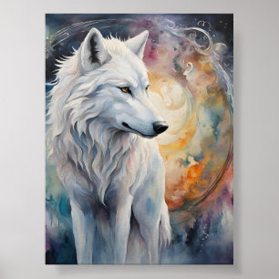 Póster Lobo Misterioso en la Magia de los Colores