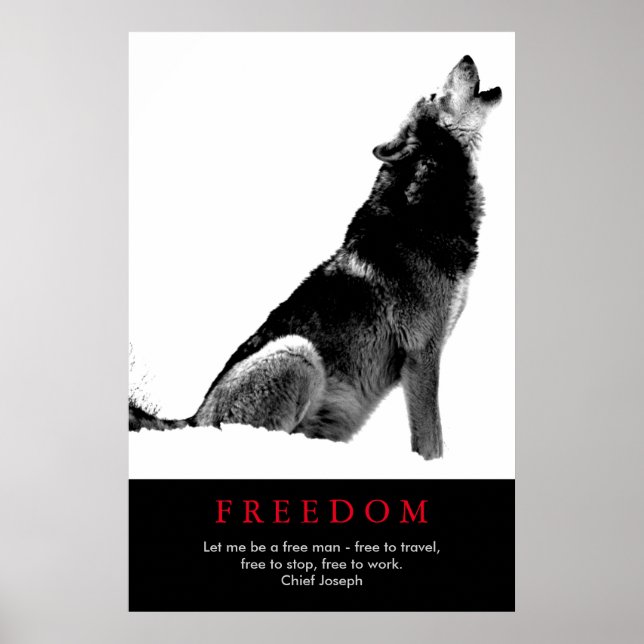 Póster Lobo motivacional del espíritu libre (Frente)