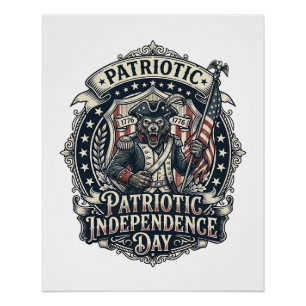 Póster Lobo Patriota Patriótico Horror Monstruo Patriota