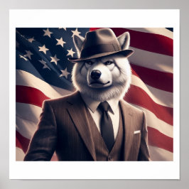 Póster Lobo Patriótico