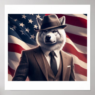 Póster Lobo Patriótico