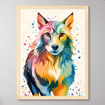 lobo pintando lindo perro colorido arco iris de vi