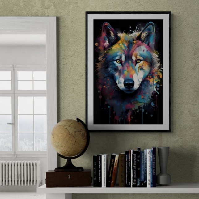 Póster Lobo salpicado de pintura | Ai (Subido por el creador)