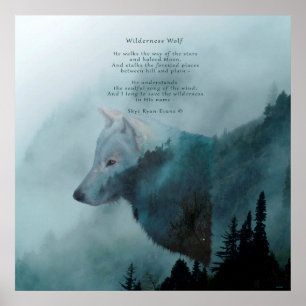 Póster Lobo salvaje y poema
