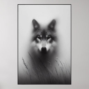 Póster Lobo silencioso bajo luz pálida