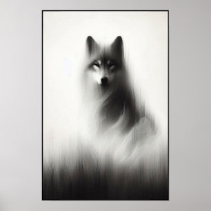Póster Lobo silencioso bajo luz pálida