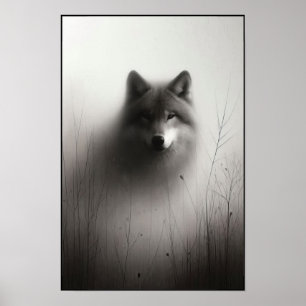 Póster Lobo silencioso bajo luz pálida