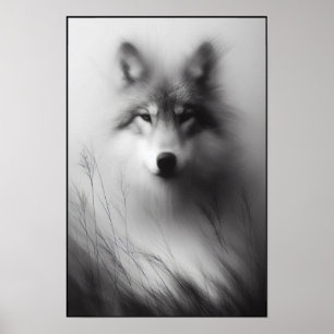 Póster Lobo silencioso bajo luz pálida