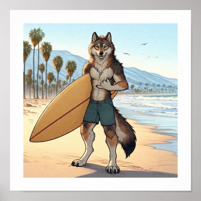 Póster Lobo surfista   (Frente)