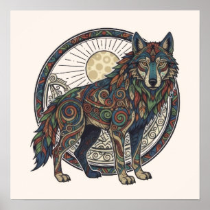 Póster Lobo Tribal
