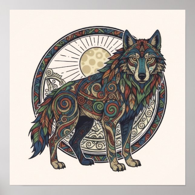 Póster Lobo Tribal (Frente)