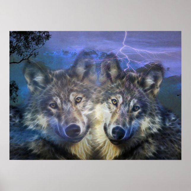Póster Lobos en la noche (Frente)