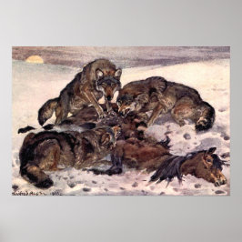 Póster Lobos por Winifred Austen, Animales Salvajes Vinta