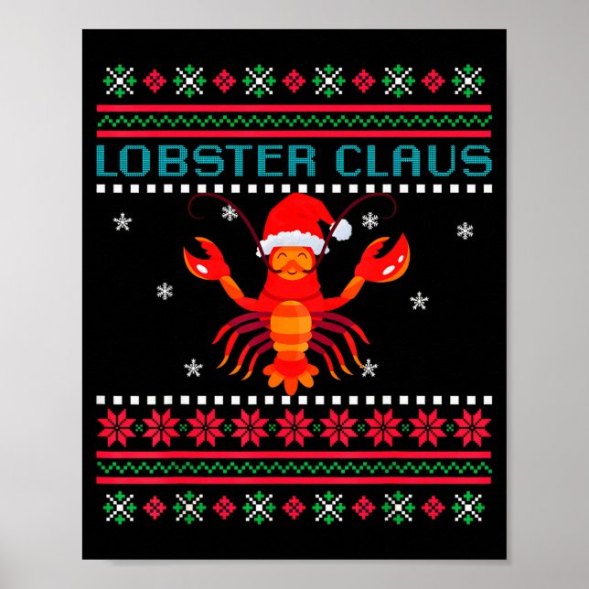 Póster Lobster Claus Ugly Sweater For Lobster Lovers On C (Frente)
