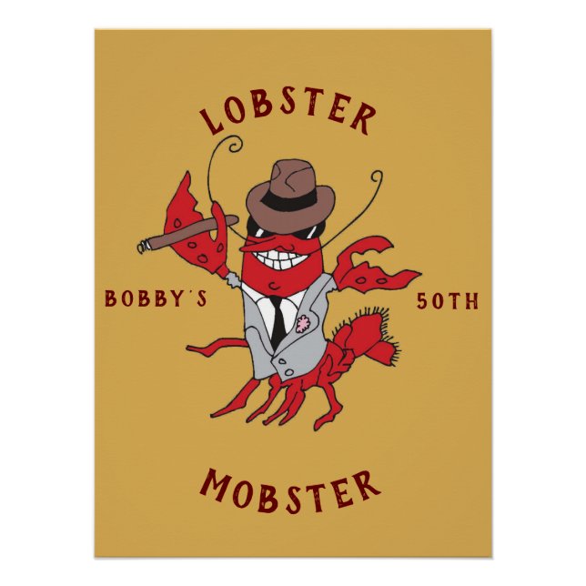 Póster Lobster Mobster 🦞 Funny Personalizado Gangster (Anverso)