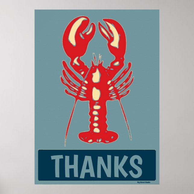 Póster Lobster rojo azul blanco, Añadir Poster de texto (Frente)