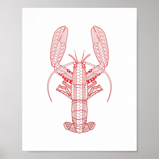 Póster Lobster tribal rojo (Frente)
