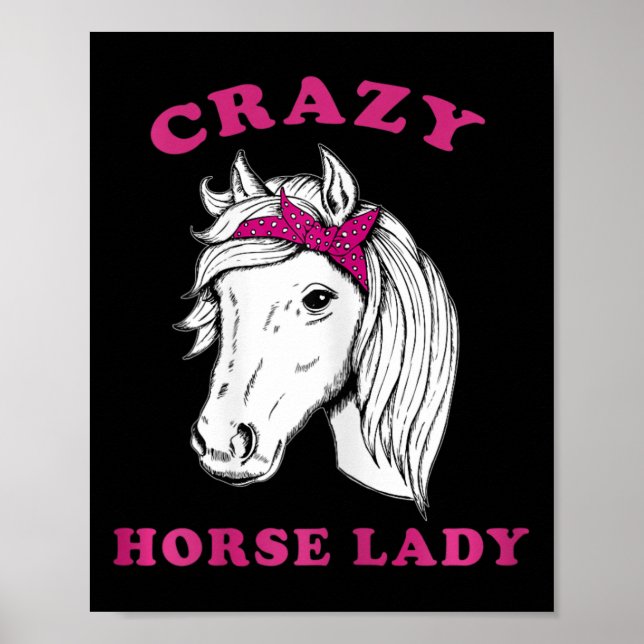 Póster Loca dama de caballo montando caballos Diversión (Frente)